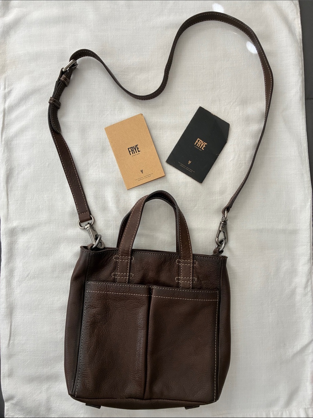 Frye Dark Brown Leather Crossbody with Adjustable Strap